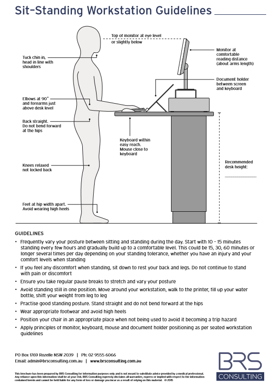 Sit Standing Workstation Guidelines Healthy Work Practices